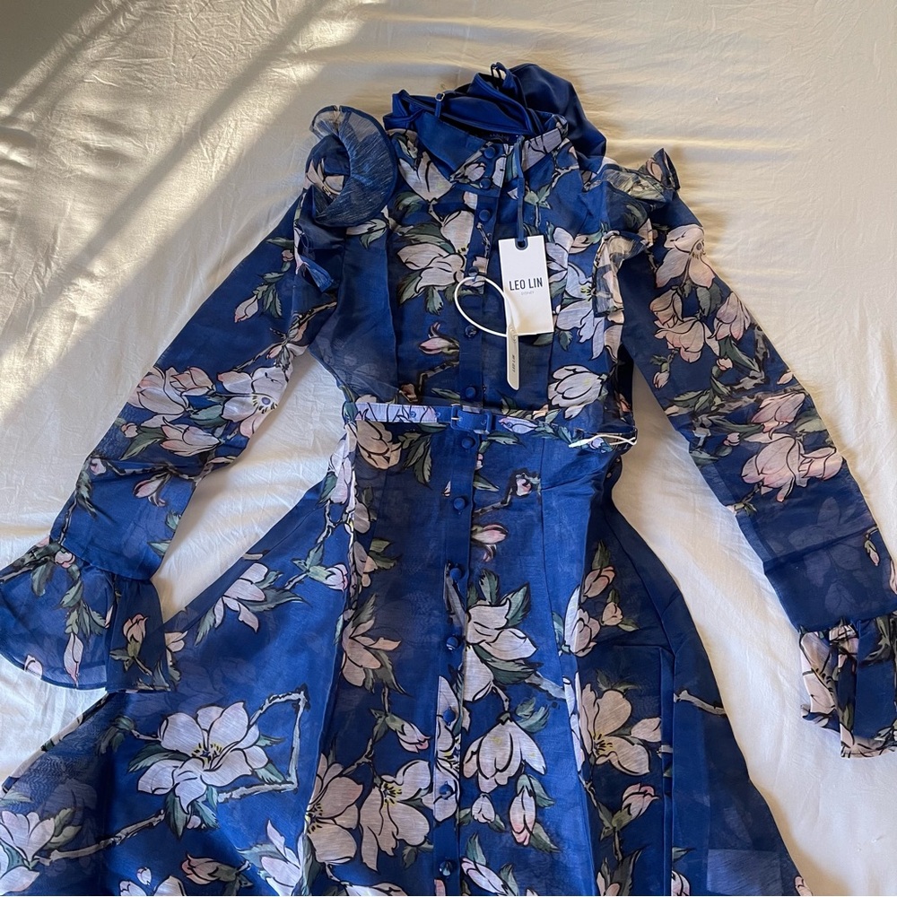 Brand New- Leo Lin Katrina Butterfly Sleeve Midi Dress 💙✨ - Picture 5 of 14